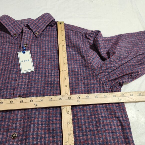 Rowm Mens Long Sleeve Button-Down Shirt Red/Blue Checkered size LT - Picture 10 of 11